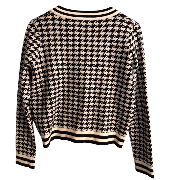 Cyrus Sz M Houndstooth Cardigan Sweater NEW Button Front Short Retro Classic - Picture 5 of 7